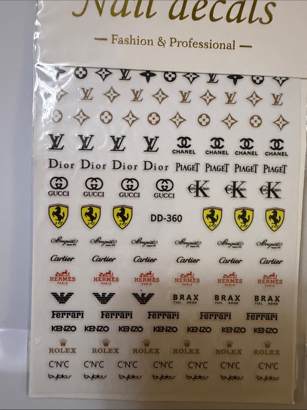 Logo Nail Decals - Gold, Black, Yellow